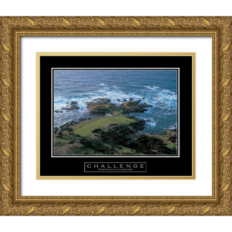 Golf - Challenge Gold Ornate Wood Framed Art Print with Double Matting by Unknown