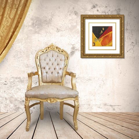 Aerobleu III Gold Ornate Wood Framed Art Print with Double Matting by Unknown