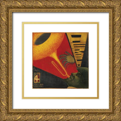 Aerobleu IV Gold Ornate Wood Framed Art Print with Double Matting by Unknown