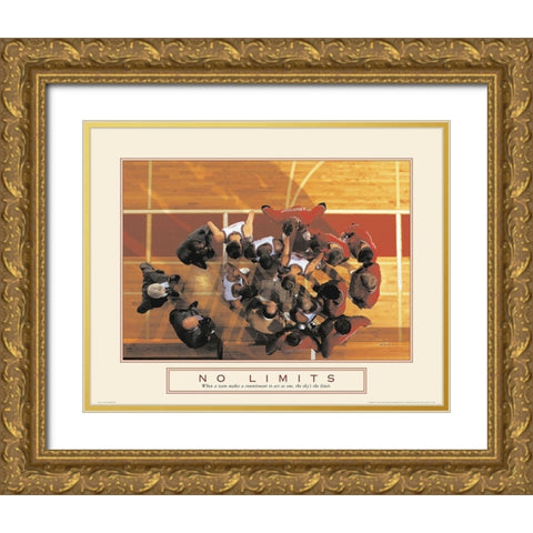 No Limits - Basketball Gold Ornate Wood Framed Art Print with Double Matting by Unknown