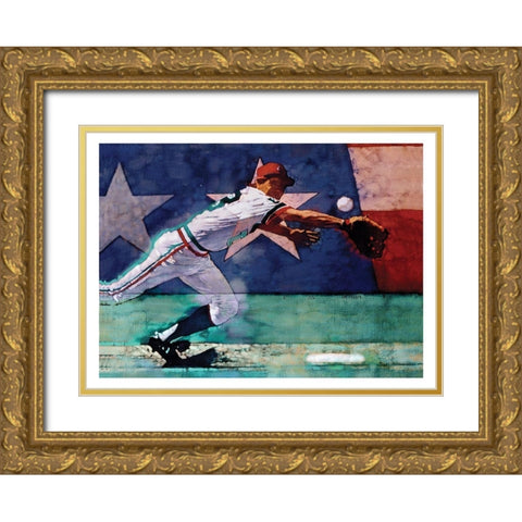 Olympic Baseball Gold Ornate Wood Framed Art Print with Double Matting by Frontline