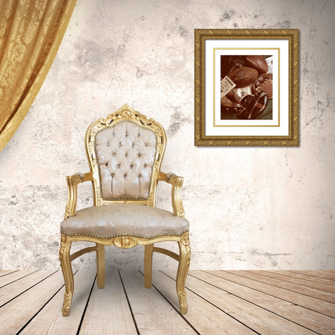 Football Memorabilia Gold Ornate Wood Framed Art Print with Double Matting by Frontline