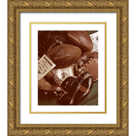 Football Memorabilia Gold Ornate Wood Framed Art Print with Double Matting by Frontline