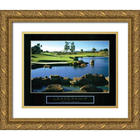 Leadership - Golf Gold Ornate Wood Framed Art Print with Double Matting by Frontline
