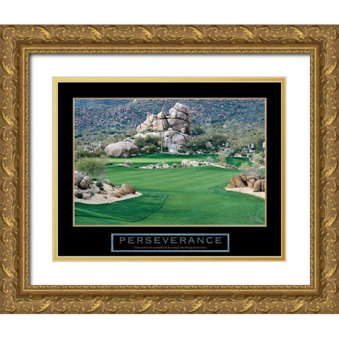 Golf - Perseverance Gold Ornate Wood Framed Art Print with Double Matting by Unknown