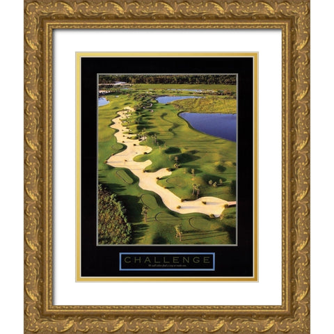 Challenge - Golf Trap Gold Ornate Wood Framed Art Print with Double Matting by Unknown