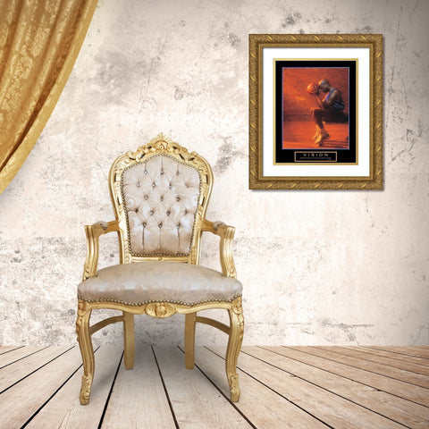 Vision - Basketball Gold Ornate Wood Framed Art Print with Double Matting by Unknown