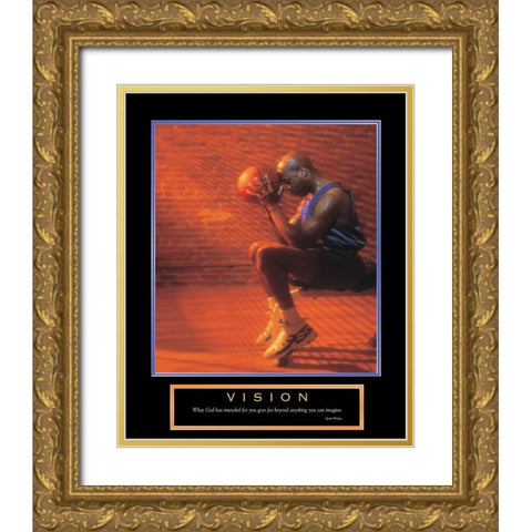 Basketball - Vision Gold Ornate Wood Framed Art Print with Double Matting by Unknown