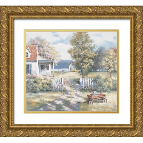 Wagon Gold Ornate Wood Framed Art Print with Double Matting by Unknown