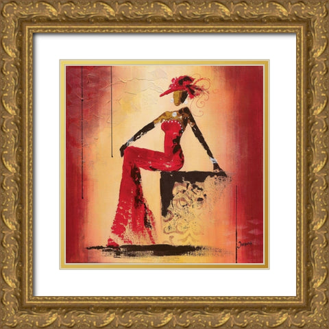 Glamour IV Gold Ornate Wood Framed Art Print with Double Matting by Johanna
