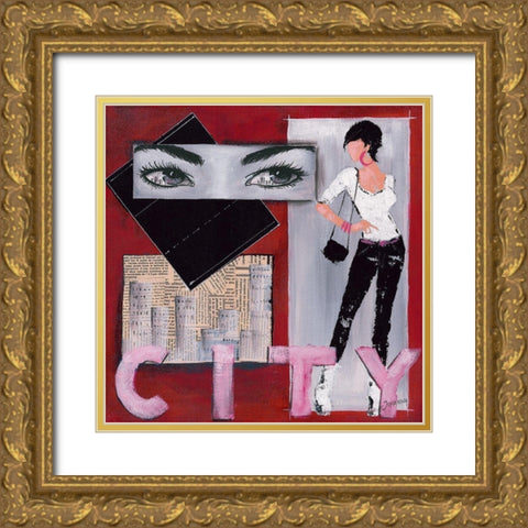CIty I Gold Ornate Wood Framed Art Print with Double Matting by Johanna