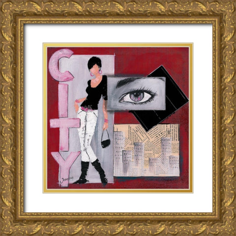 CIty II Gold Ornate Wood Framed Art Print with Double Matting by Johanna