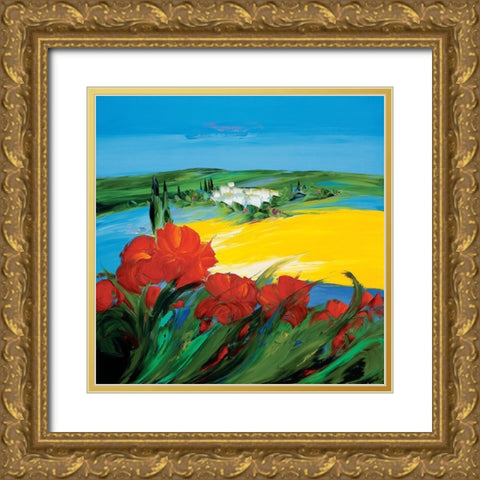 Couleur coquelicot 1 Gold Ornate Wood Framed Art Print with Double Matting by Vadon, Veronique