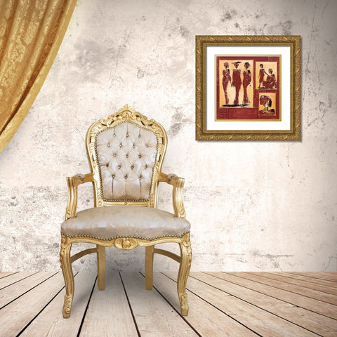 Composition Afrique I Gold Ornate Wood Framed Art Print with Double Matting by Johanna