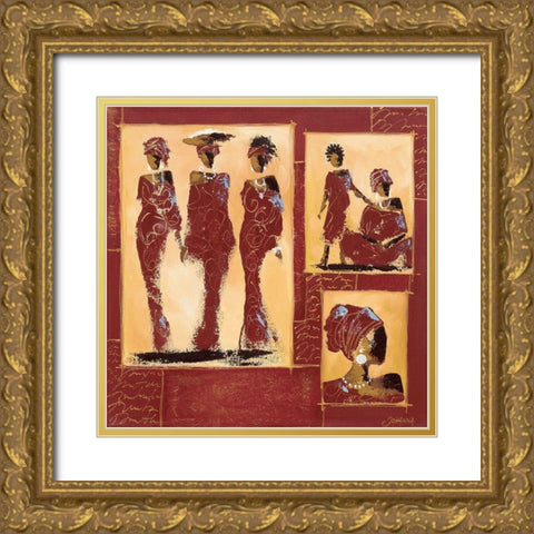 Composition Afrique I Gold Ornate Wood Framed Art Print with Double Matting by Johanna
