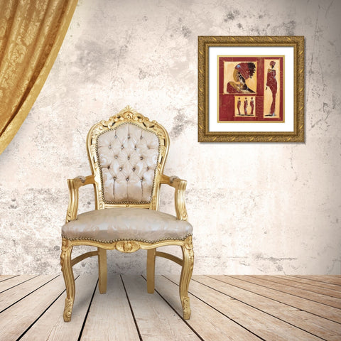 Composition Afrique II Gold Ornate Wood Framed Art Print with Double Matting by Johanna