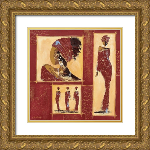 Composition Afrique II Gold Ornate Wood Framed Art Print with Double Matting by Johanna