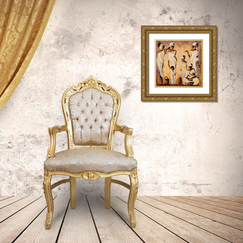 Jeu de regards Gold Ornate Wood Framed Art Print with Double Matting by Johanna