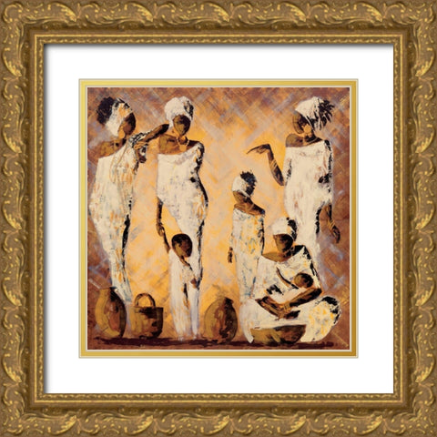 Jeu de regards Gold Ornate Wood Framed Art Print with Double Matting by Johanna