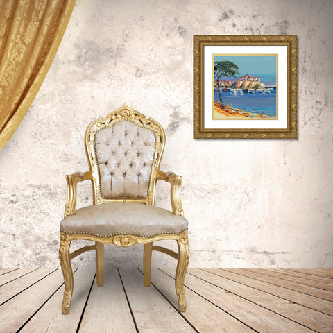 Vue de Calvi Gold Ornate Wood Framed Art Print with Double Matting by Corbiere