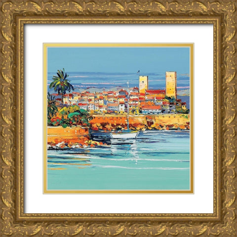 La citadelle dAntibes Gold Ornate Wood Framed Art Print with Double Matting by Corbiere