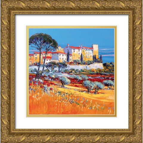 Le Castellet Gold Ornate Wood Framed Art Print with Double Matting by Corbiere