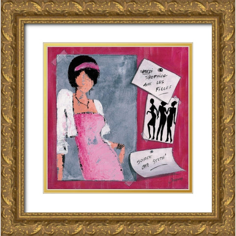 Me´mo II Gold Ornate Wood Framed Art Print with Double Matting by Johanna