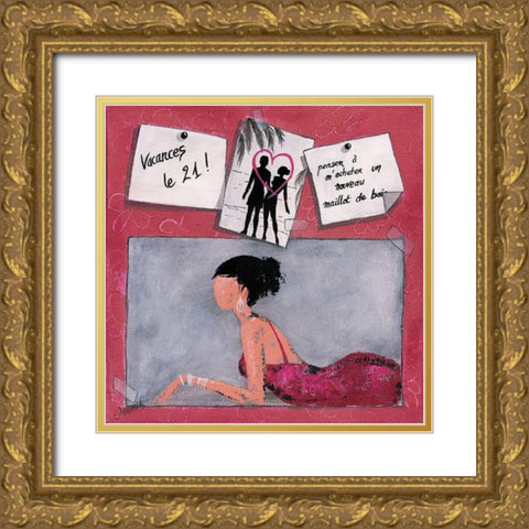Me´mo III Gold Ornate Wood Framed Art Print with Double Matting by Johanna