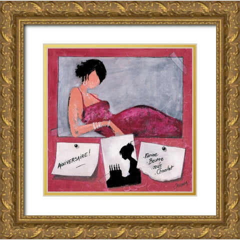Me´mo IV Gold Ornate Wood Framed Art Print with Double Matting by Johanna