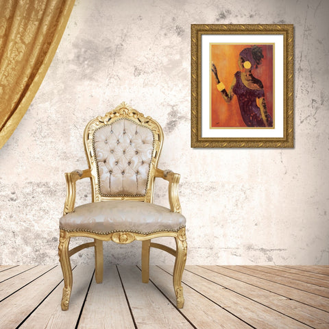 Le miroir II Gold Ornate Wood Framed Art Print with Double Matting by Johanna
