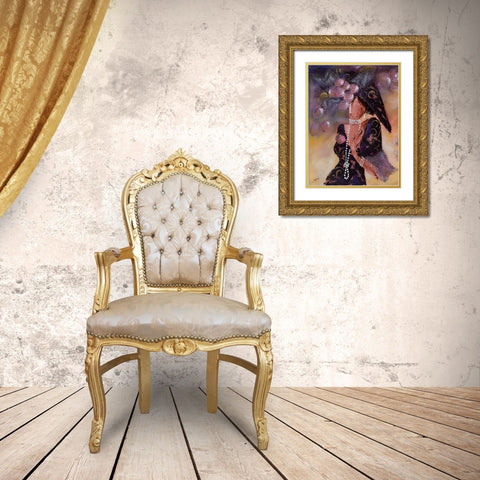 Elegantes aux perles I Gold Ornate Wood Framed Art Print with Double Matting by Johanna