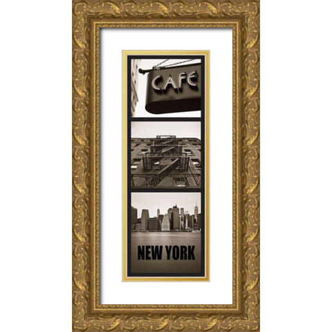 City New York Gold Ornate Wood Framed Art Print with Double Matting by Braun Studio