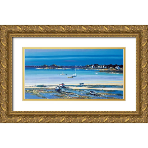 Maree basse Gold Ornate Wood Framed Art Print with Double Matting by Kerfily
