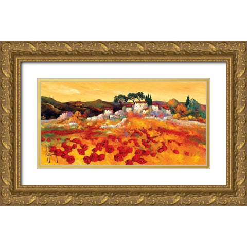 Provence doree Gold Ornate Wood Framed Art Print with Double Matting by Keiflin, Roger