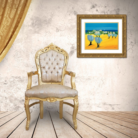 Sur la cote Gold Ornate Wood Framed Art Print with Double Matting by Vadon, Veronique