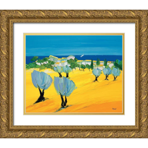 Sur la cote Gold Ornate Wood Framed Art Print with Double Matting by Vadon, Veronique