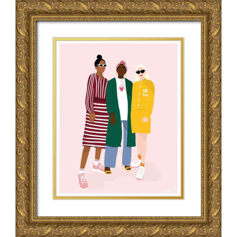 Girlfriends Gold Ornate Wood Framed Art Print with Double Matting by BRAUN Studio