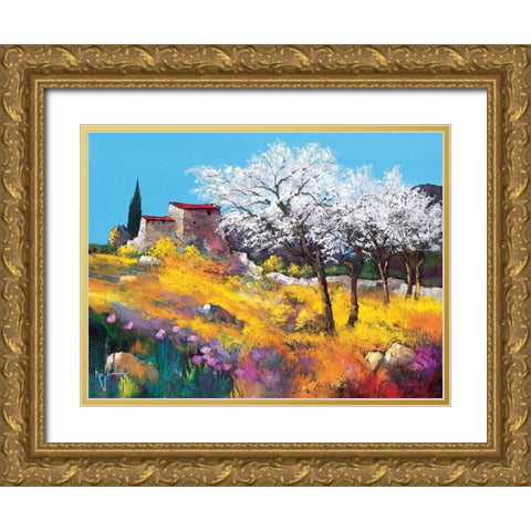 Les amandiers Gold Ornate Wood Framed Art Print with Double Matting by Keiflin, Roger