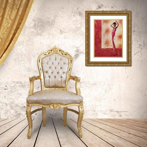 Allez venez danser I Gold Ornate Wood Framed Art Print with Double Matting by Johanna