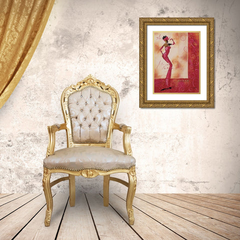 Allez venez danser II Gold Ornate Wood Framed Art Print with Double Matting by Johanna