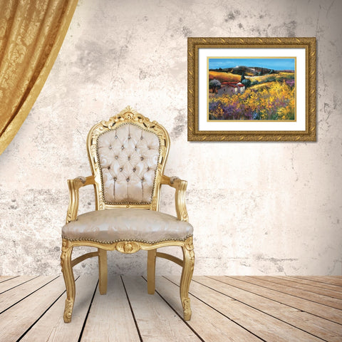 La bergerie dans les genets Gold Ornate Wood Framed Art Print with Double Matting by Keiflin, Roger