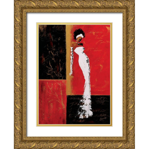 En rouge et or I Gold Ornate Wood Framed Art Print with Double Matting by Johanna