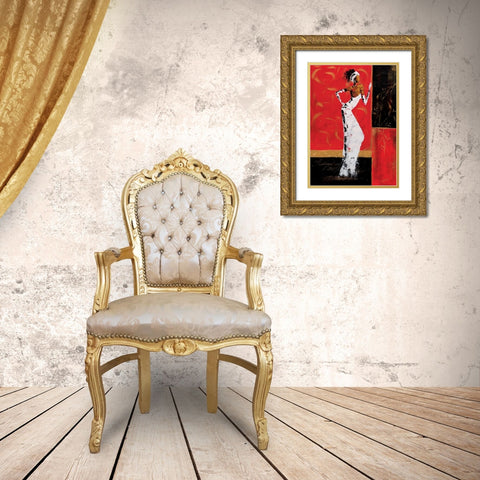 En rouge et or II Gold Ornate Wood Framed Art Print with Double Matting by Johanna