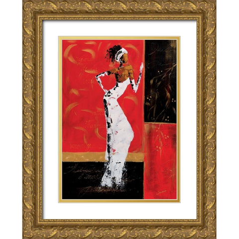 En rouge et or II Gold Ornate Wood Framed Art Print with Double Matting by Johanna
