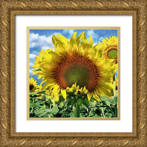 Sunflower Gold Ornate Wood Framed Art Print with Double Matting by Medeiros, Celito
