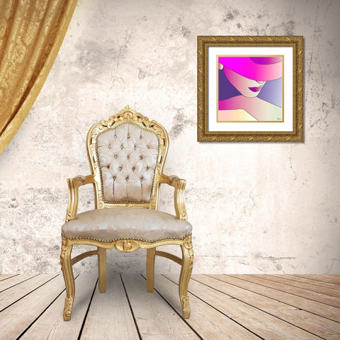Girl with Purple Hat II Gold Ornate Wood Framed Art Print with Double Matting by Medeiros, Celito