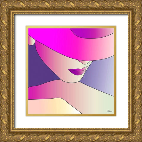Girl with Purple Hat II Gold Ornate Wood Framed Art Print with Double Matting by Medeiros, Celito
