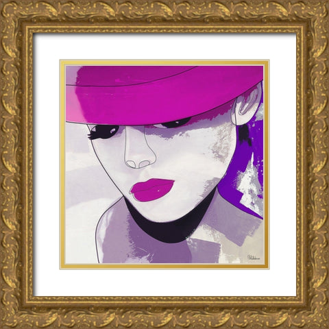 Girl with Purple Hat III Gold Ornate Wood Framed Art Print with Double Matting by Medeiros, Celito