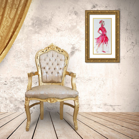 Girl in Red Gold Ornate Wood Framed Art Print with Double Matting by Kovacs, Anna Brigite