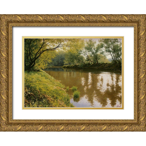 Sunshine Day Gold Ornate Wood Framed Art Print with Double Matting by Adamov, Alexey